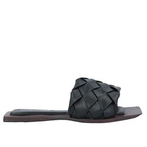 JEFFREY CAMPBELL Costello BLACK LEATHER SLIDES SIZE 8/39